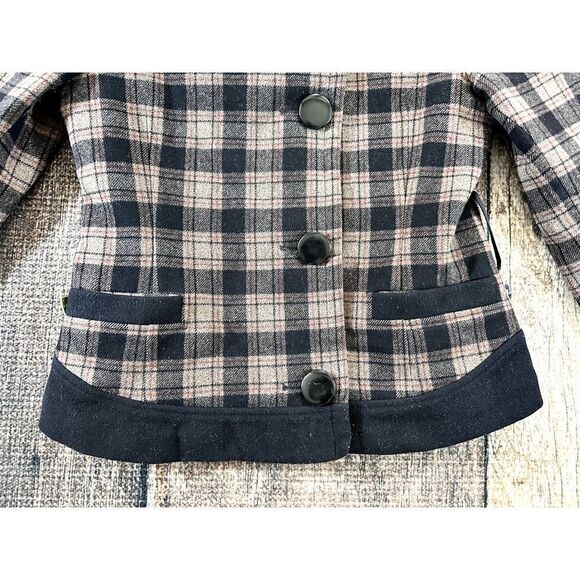 Soia & Kyo Women's Wool Blend Coat Jacket Tan Plaid Size Small Big Button - Picture 3 of 7